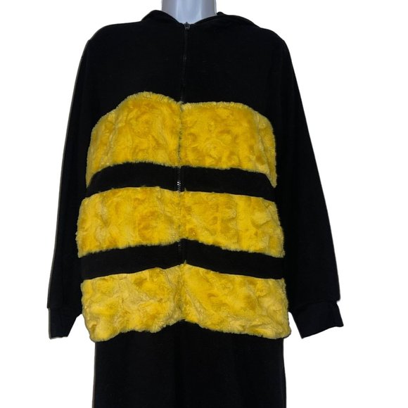 Xhilaration Bee Pajamas Costume Unionsuit Womens M L PJs Hooded Winter - Picture 2 of 10
